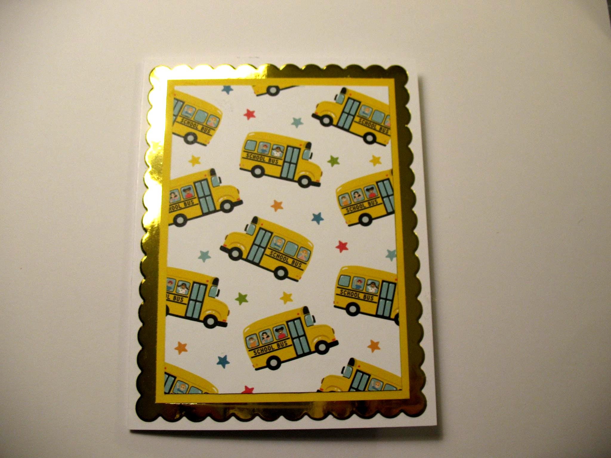 Handmade Yellow and Gold Foil Bus Note Card - Etsy