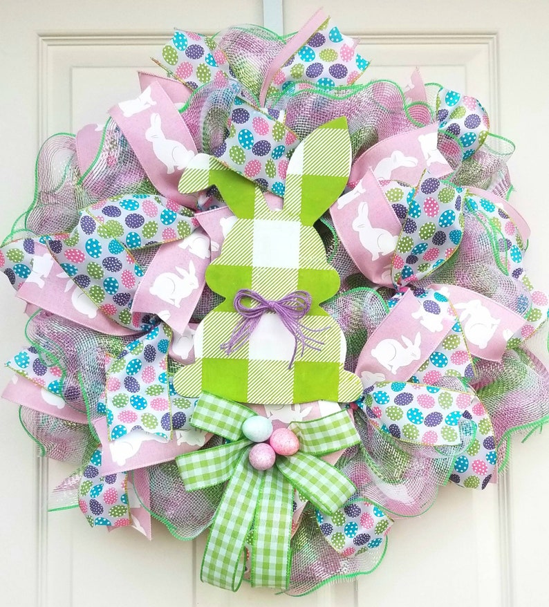 Easter decor screen door Easter wreath front door decor Easter eggs Easter bunny decor spring decor storm door wreath Spring wreath