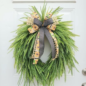 Beaded grass wreath, greenery wreath, interchangeable decor, everyday wreath, wreath for all seasons