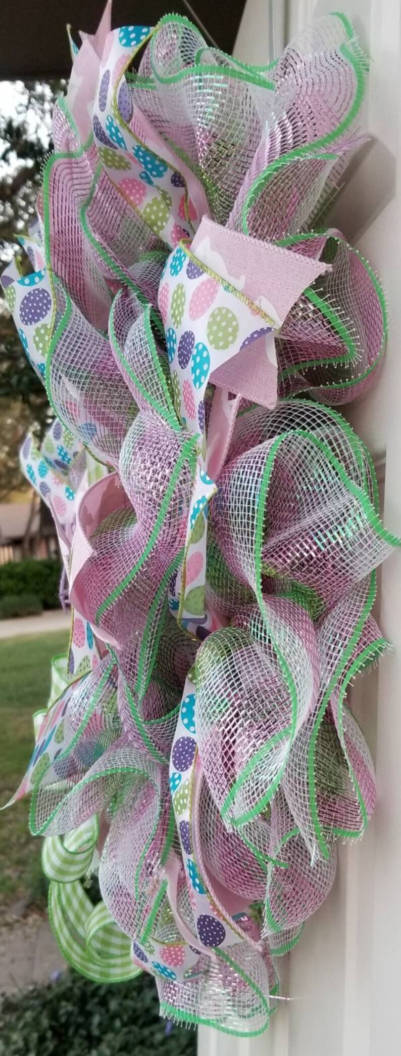 Easter decor screen door Easter wreath front door decor Easter eggs Easter bunny decor spring decor storm door wreath Spring wreath