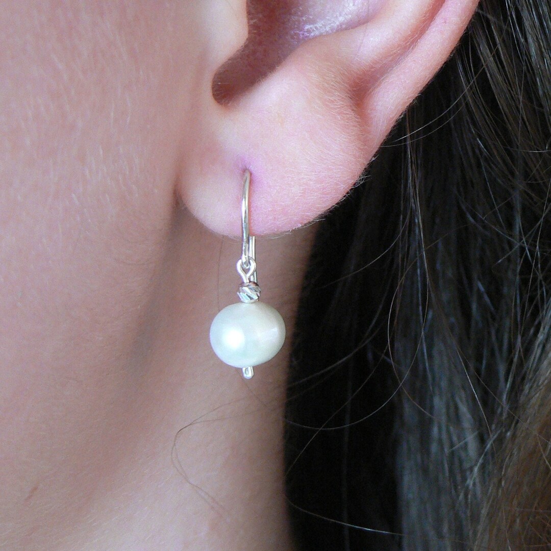 Freshwater Pearl Shephard Hook Earrings Sterling Silver