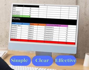 Monthly Budget Spreadsheet | Digital Budget Planner | Excel & Google Sheets Compatible