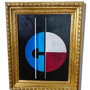 Pintura abstrata moderna com moldura - pintura emoldurada contemporânea, arte de parede decorativa chique para sala de estar ou escritório de design