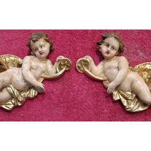 A pair of cherub plaque Angel Cherubin  French déco Angel antic Angel vintage Pair Angel head Cherub pair Angel french antique