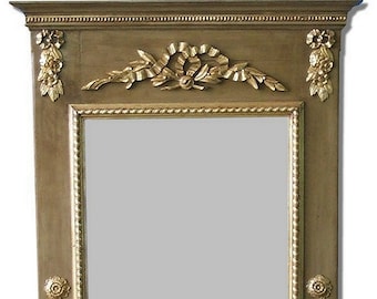 Trumeau Miroir Louis XV avec un décor de nœud. Reproduction a l identique d un trumeau miroir de cheminee.Décoration classique revisitée