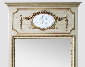 French Trumeau mirror Louis XVI angel medallion ,antic trumeau mirror. french fireplace mirror Fireplace trumeau mirror style LOUIS XVI