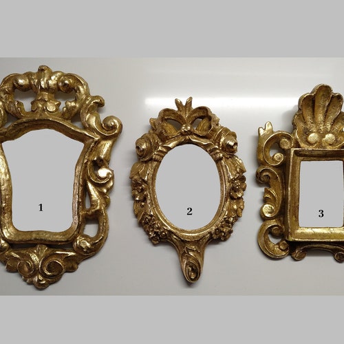 Set Of Three Small Mirrors Dorès With Gold Leaf By A Small Mirrors Dorès With Gold Leaf, Small Framed Mirrors For Craftsman