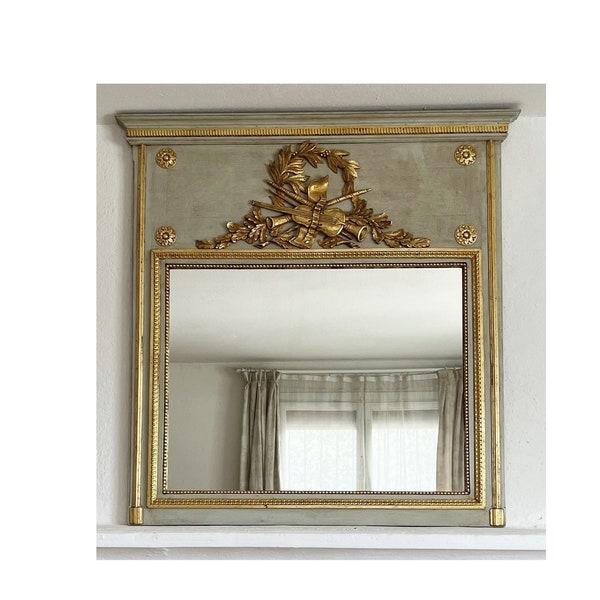Espejo FrancesTrumeau para chimenea. Espejo pájaros. Espejos Luis XVI. Espejos pan de oro. Espejos Chimenea