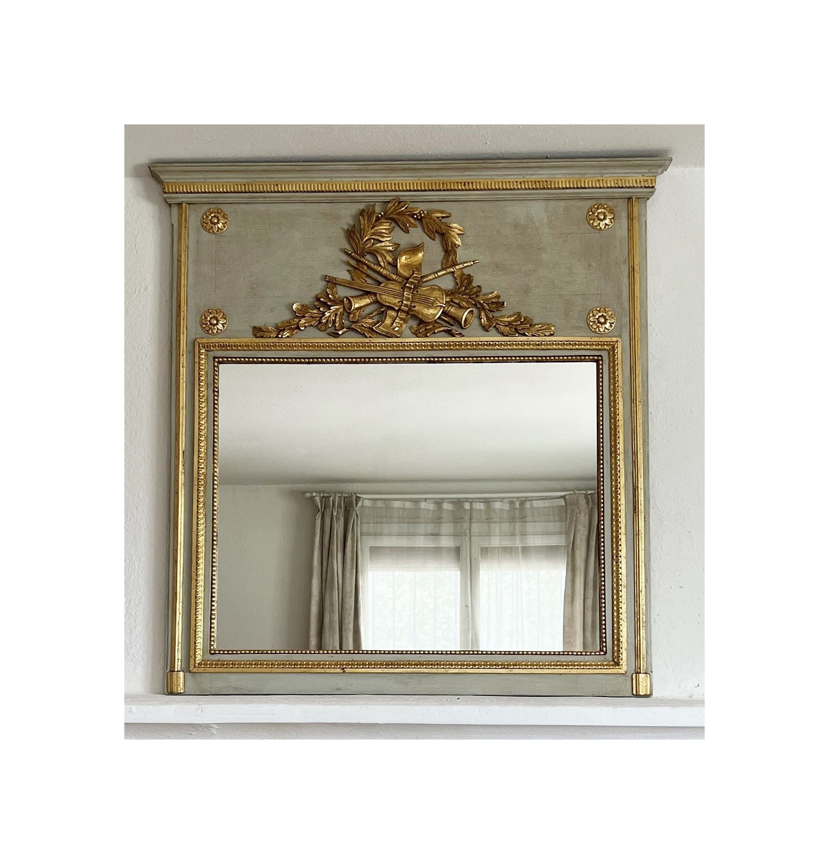 French Trumeau Mirror Louis XVI Antic Trumeau Mirror image