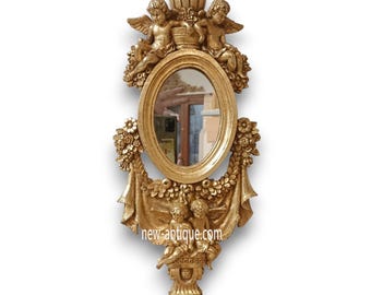 Espejo Decorativo pan de oro con angelitos - Idealny do dekoracji wnętrz - artesanal - espejo vintage - espejo antiguo.