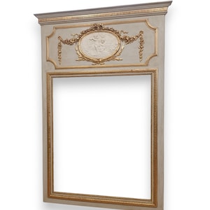 French Trumeau mirror Louis XVI angel medallion ,antic trumeau mirror. french fireplace mirror Fireplace trumeau mirror style LOUIS XVI