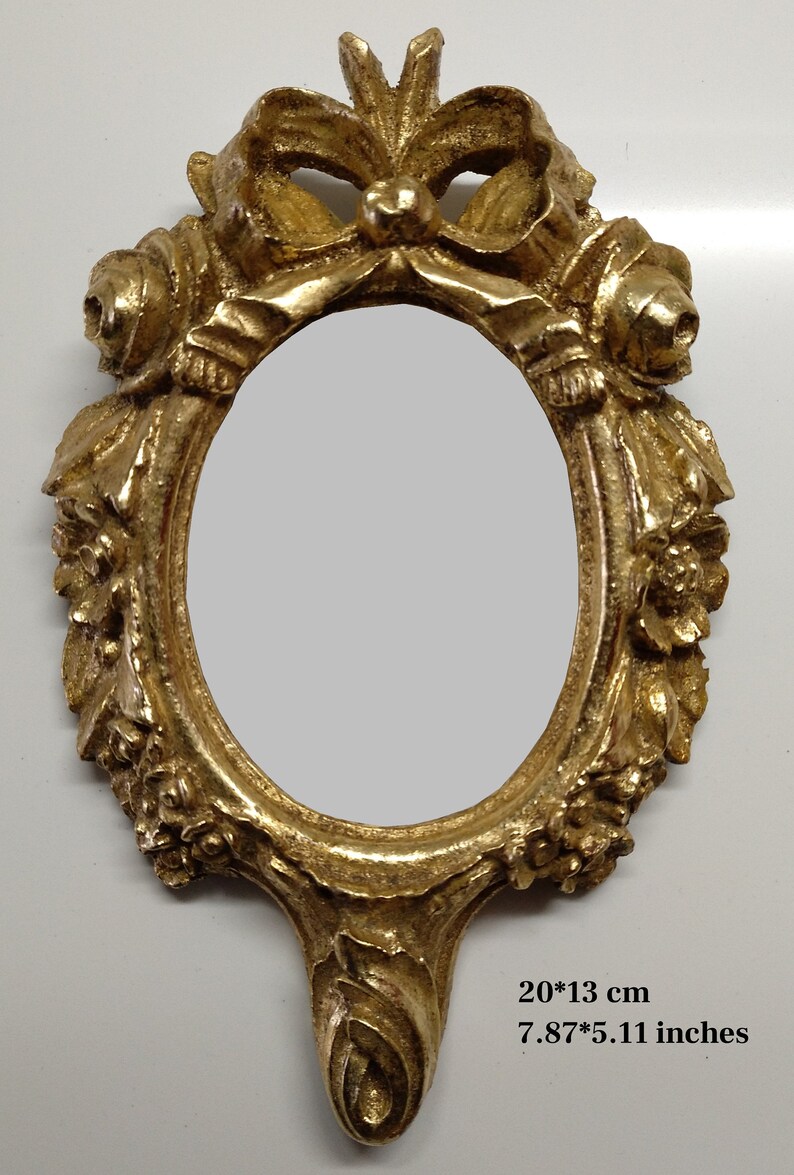 Pair of Small Oval Mirrors of Antique Style With Gold Leaf by Etsy