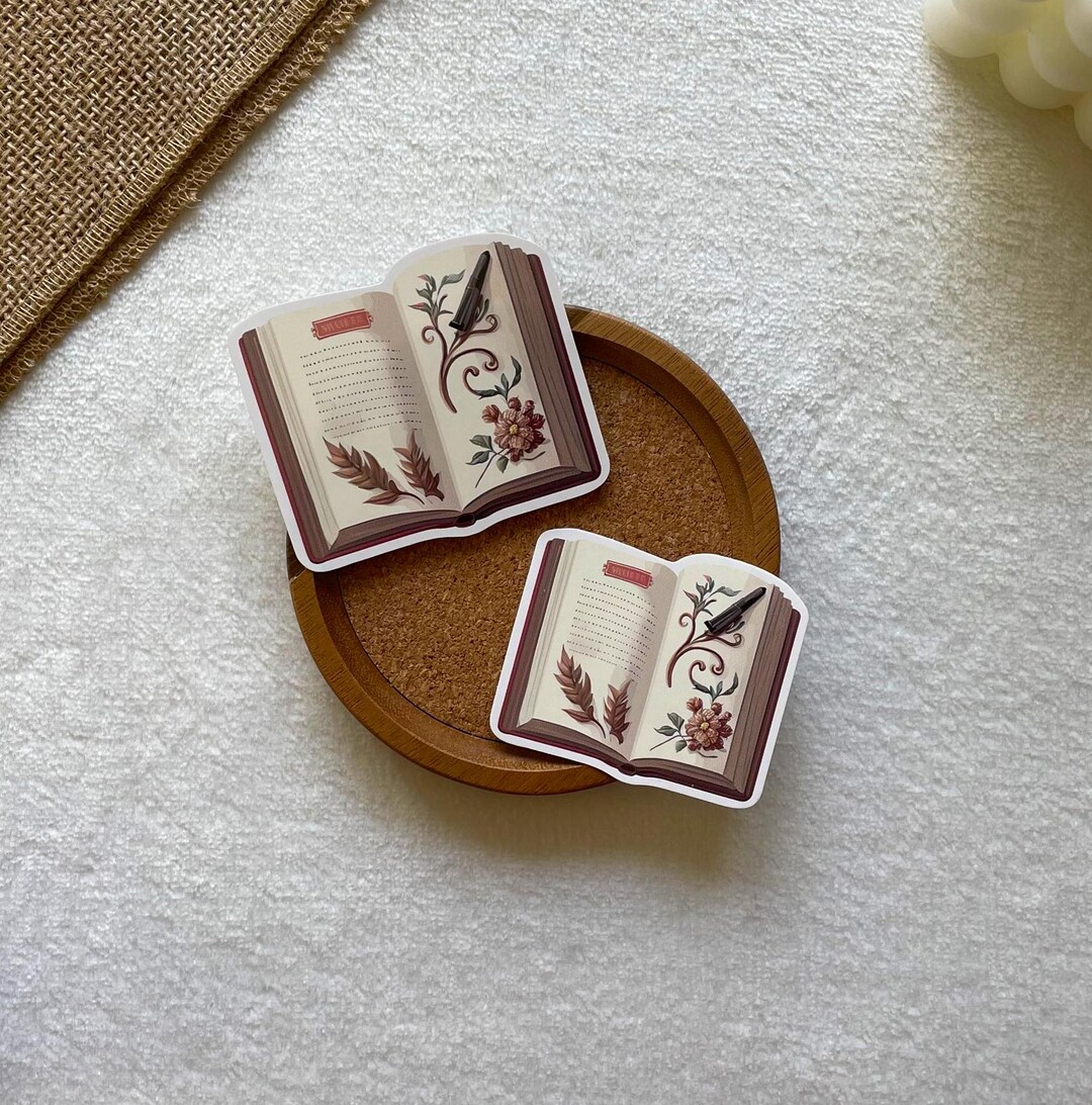 Baroque Open Book Sticker Die Cut Glossy Sticker for Journaling ...