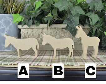 Donkey Wood Mdf Cutout- DIY Donkey Craft - Farm Animal Cutouts- Farmhouse Home Decor- Unfinished Farm Decor for Nursery- Decor for Boys Room