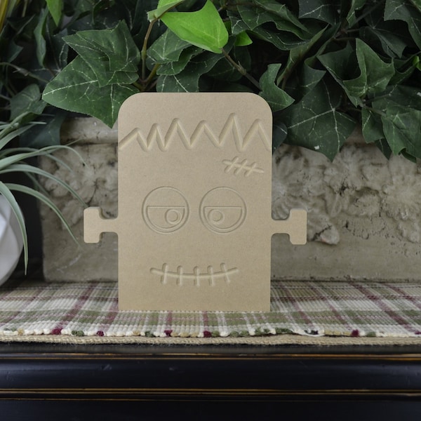 Frankenstein Wood cutout- DIY Halloween Craft- Wooden Frankenstein for Mantle- Unfinished Halloween Monster Decor- Free Standing