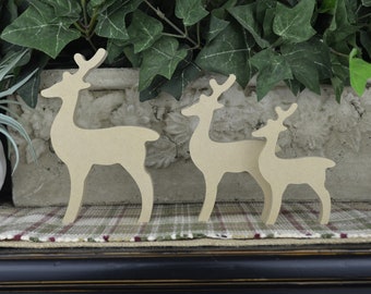 Deer Craft- Unfinished Deer Wood Cutouts for Christmas- DIY Christmas Tiered Tray - Rustic Farmhouse- Crafts for Kids- Reindeer