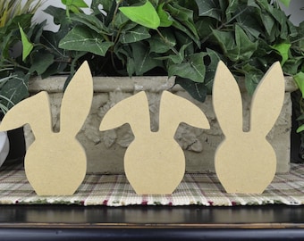 DIY Bunny Head Cutout- Unfinished Rabbit Craft- Floppy Ear Bunny- Kids Craft- Wood- Easter Tiered Tray Home Decor-