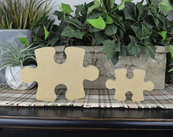 Puzzle Piece Wood Cutout- Autism Craft- Kids Wood Craft- MDF Wood- Tiered Tray Home Decor- Self Standing