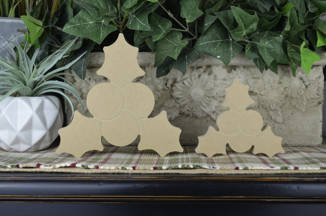 DIY Holly Cutout Winter Craft Unfinished Holly Craft Free Standing