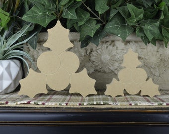 DIY Holly Cutout- Winter Craft- Unfinished Holly Craft- Free Standing-Christmas Mantle Decor-Rustic Farmhouse Decor-DIY Wood Christmas Craft