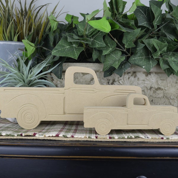 Truck Cutout-  DIY Wood Truck Craft- Unfinished Truck Decor- Free Standing- Craft- Rustic Farmhouse- Rustic Wood Truck- Red Rustic Truck