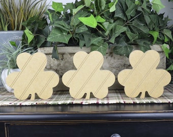 Bead Board Shamrock Cutout- DIY St Patricks Wood Craft-- Unfinished 3 Leaf Clover Craft for Kids- St Patricks Decorations