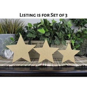 Unfinished Wooden Stars- Set of 3- 4th of July Decor- Independence Day Wood Craft- DIY Wood Star Home Decor- Farmhouse- Rustic- Patriotic