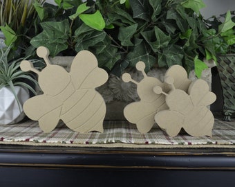 Bee Cutout- Free Standing- Chunky Wood Craft- Bee Craft for kids- Tiered Tray Decor for Spring- Spring Home Decoration- DIY Bee Craft