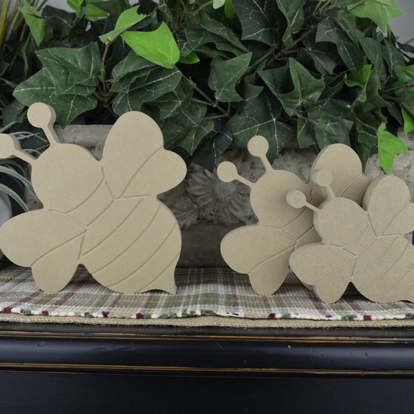 Bee Cutout- Free Standing- Chunky Wood Craft- Bee Craft for kids- Tiered Tray Decor for Spring- Spring Home Decoration- DIY Bee Craft