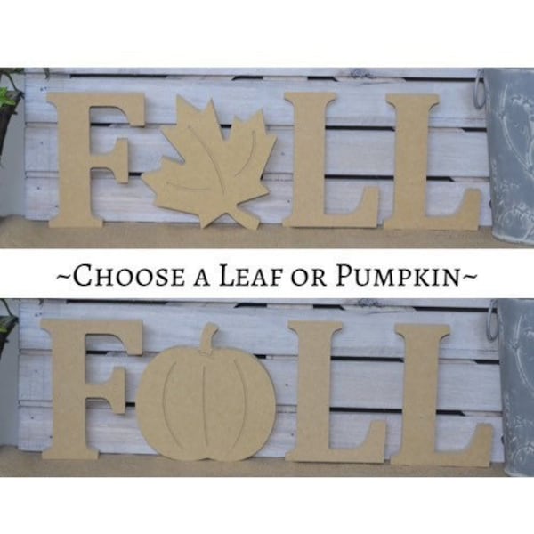 Fall Word Cutout- Pumpkin or Leaf- DIY Craft- Unfinished Wood- Fall DIY Craft- Mantel Decoration-
