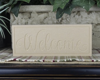 Welcome Wood Cutout- DIY Decorations for Home- Unfinished Crafts for Mantel- Wood Country Home Decor- Welcome Sign to do yourself