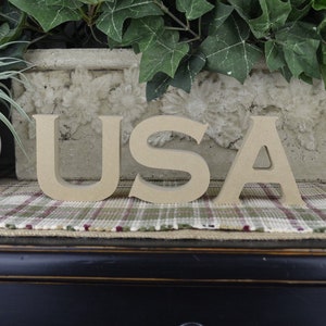 USA Wood Cutout- DIY Independence Day Craft- Decoración de verano sin terminar- Cartas independientes- America Craft- Rustic Farmhouse- 4 de julio