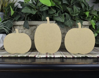 Unfinished Pumpkins- DIY Pumpkin Craft- Tiered Tray Decor- Thanksgiving Pumpkins- Halloween DIY Craft-  Set of 3 Unfinished Pumpkins