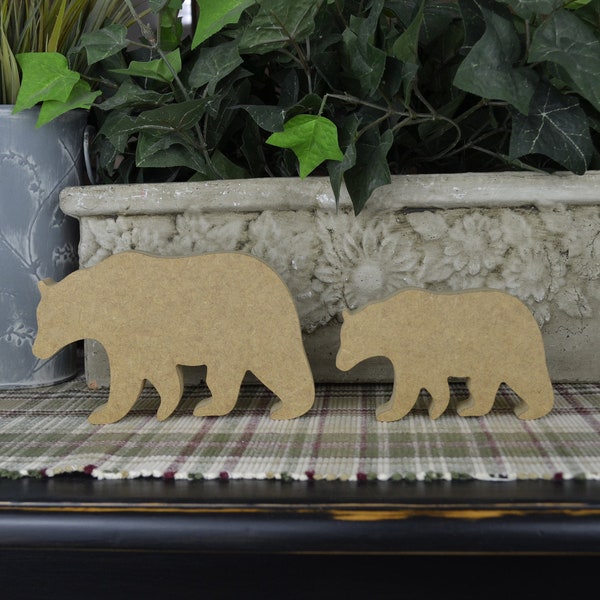 Bear Wood Cutouts- DIY Bear Craft- Unfinished Mountain Bear Wood Cutout- 3/4" MDF Wood- Woodland Bear for Nursery- Bear for Child's Room