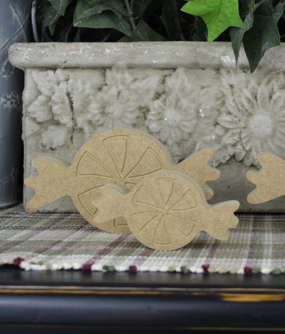 Candy Wood Cutouts- Unfinished Christmas Craft- Free Standing- DIY Peppermint Candy Craft-  Winter Tiered Tray Decor- Wood Candy Craft