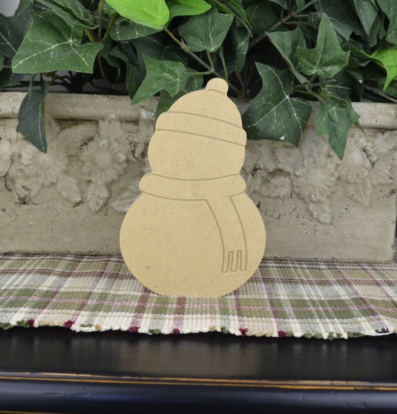 Snowman DIY Wood Christmas Craft- Unfinished Cutout- Free Standing- Winter Mantle Decor- Crafts for Kids- Rustic Farmhouse Decor