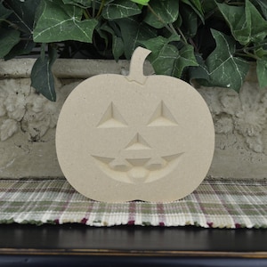 DIY Wood Pumpkin with Face- Pumpkin Craft- Unfinished Halloween Home Decor- Fall Crafts - Pumpkin Cutout- Free Standing