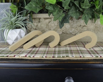 Candy Cane Wood Cutouts- Unfinished Christmas Craft- Set of 3- Free Standing- DIY Candy Cane-  Winter Tiered Tray Decor