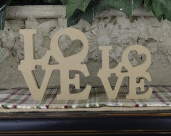 Love Word Cutout- DIY Valentines Day Craft- Unfinished Wood- Love Block- February Tiered Tray Decor- Valentines Mantel Decor