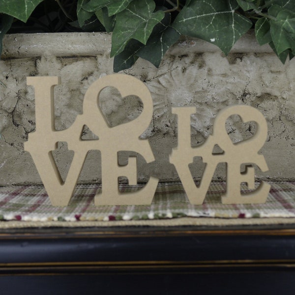 Love Word Cutout- DIY Valentines Day Craft- Unfinished Wood- Love Block- February Tiered Tray Decor- Valentines Mantel Decor