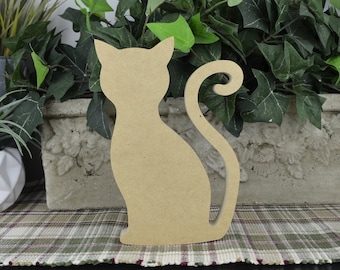Wood Cat Craft- DIY Halloween Decoration - Unfinished Cat Cutout- Free Standing- Craft for  Halloween-
