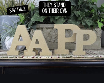 Wood Letters- DIY Alphabet letters- Free Standing- Thick Unfinished Wood letters- Craft for Kids- Wood Block Letters-Letter Cutouts for Home