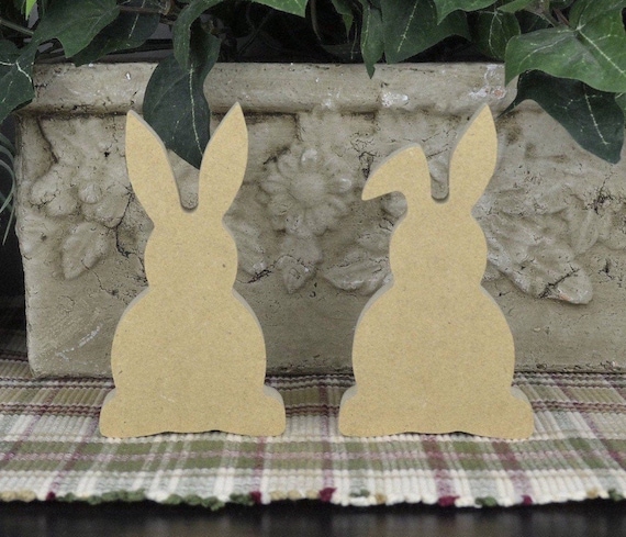 DIY Wood Bunny Cutout- Unfinished Bunny Craft- Kids Craft- MDF Wood- Easter Tiered Tray Home Decor- Rustic Farmhouse- Rabbit