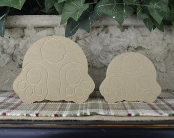 DIY Wood Bunny Feet- Unfinished Wood Bunny Butt- Bunny Bum Craft- MDF Wood- Easter Tiered Tray Home Decor- Rustic Farmhouse- Rabbit Decor