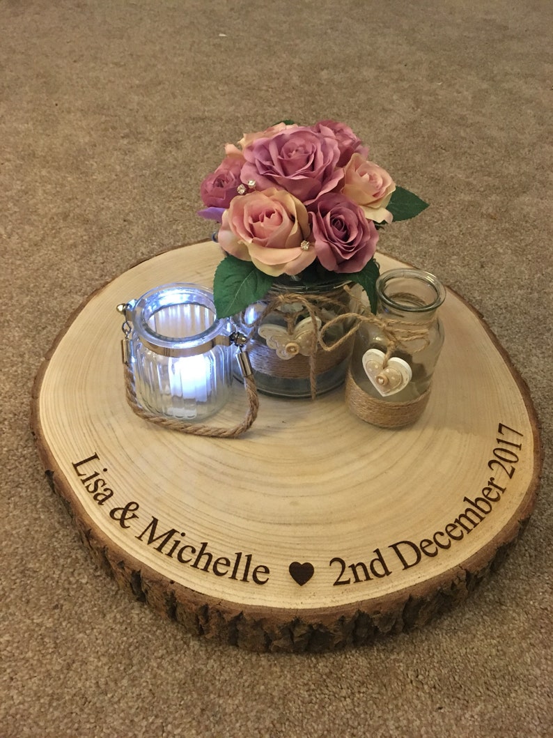 Log Slice/wood Slice Personalised Cake Stand/ Centrepiece or Etsy
