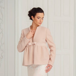 Wedding Jacket for Winter Wedding Dress Coat, Pink Bridal Jacket Coat for Bride, Nina