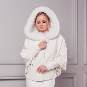 Wedding Cape for Bride, Bridal Jacket, Ivory Bridal Coat with Fur, Winter Wedding Coat for Wedding Dress, Wedding Jacket Gerda 2