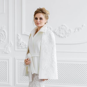 Wedding Cape, Bridal Jacket, Bridal Coat for Winter Wedding dress, Wedding Coat Jacket for Bride Ivory Cape Katrin