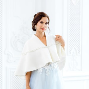 Bridal Cape for Winter Wedding Dress, Ivory Wedding Cape, Bridal Jacket Coat, Wedding Jacket for Bride Olga