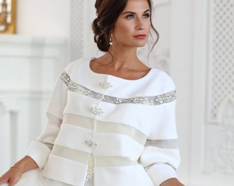Bridal Jacket for Wedding Dress, Winter Wedding coat for Bride, Ivory Wedding Jacket, Ekaterina